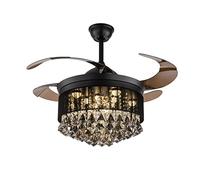 GHBSDNEPP Lustre En Cristal En Forme de Goutte de Pluie de 107 Cm Avec Ventilateur de Plafond Et Éclairage Led Intégré, Télécommande Incluse. 4 Pales Rétractables En Abs, 3 Vitesses Et 3 Couleurs Disp