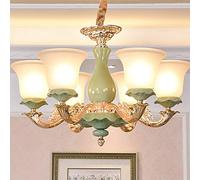 GHBSDNEPP Lustre Led Moderne de Luxe, Doré/Vert, Culot E14, 10 Ou 6 Sources Lumineuses, Chaîne Artisanale En Céramique Et Verre, Lampe Pour Chambre, Salon, Villa Ou Bureau./Un