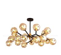 GHBSDNEPP Lustre Sputnik D'Art Moderne, Suspension Moléculaire Moderne, Ampoule E27, Éclairage de Plafond Pour Salon, Bar, Couloir, Marron, 15 Lumières/Transparent/20 Lumières