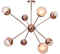 GHBSDNEPP Lustre Sputnik, Suspension Moderne En Métal Doré Rose, Plafonnier Industriel À 8 Lumières, Ampoules Led G4 Incluses, Idéal Pour Îlot de Cuisine Ou Salle À Manger - Abat-Jour Blanc./Abat-Jour