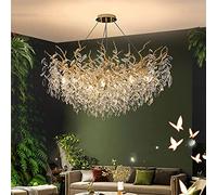 GHBSDNEPP Lustre Suspendu En Cristal - Design Moderne Doré En Forme de Branches D'Arbre Pour Salle À Manger, Chambre, Salon - Élégant Plafonnier Rond/60 * 45Cm
