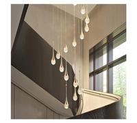 GHBSDNEPP Lustre Suspendu Led 3Cc À Spirale Dorée Et Intensité Variable, Abat-Jour En Cristal En Forme de Goutte de Pluie, Luminaire En Forme de Dôme Pour Hall D'Entrée Ou Escalier./Une Seule Couleur/