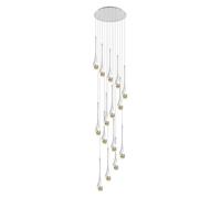 GHBSDNEPP Plafonnier 15 Lumières, Lustre de Plafond de 3 M de Haut, Led 3Cct À Intensité Variable, Suspension En Cristal Spirale En Forme de Goutte de Pluie, Luminaire En Forme de Dôme Pour Hall D'Ent