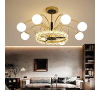 GHBSDNEPP Plafonnier À Intensité Variable En Cristal Pour Salon 1, Suspensions Lumineuses Style Europe Du Nord, Tout Bronze Avec Télécommande, Lustre En Cristal, Éclairage de Plafond Moderne