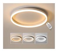 GHBSDNEPP Plafonnier Led Dimmable, 24 W, 1920 Lm, Avec Télécommande, Noir, Minimaliste, Rond, Ultra-Fin (6 Cm), Idéal Pour Îlot de Cuisine, Chambre, Salon Ou Salle À Manger./Blanc/50 Cm 30 W