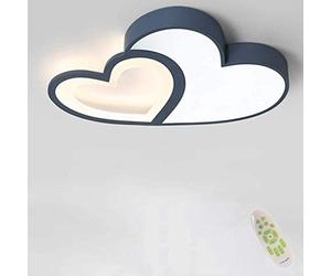 GHBSDNEPP Plafonnier Led Pour Chambre D'Enfant, En Forme de Cœur, Avec Télécommande Et Variateur, Abat-Jour En Acrylique, Style Princesse, Idéal Pour Une Chambre de Bébé. Lampe Moderne Bleue, 55 Cm./B
