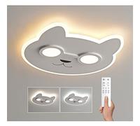 GHBSDNEPP Plafonnier Moderne Pour Chambre D'Enfant, Lampe Led Dimmable En Forme de Chat Mignon, Luminaire Encastré Avec Télécommande, 36 W, À Intensité Variable, Idéal Pour Les Chambres de Garçons Et
