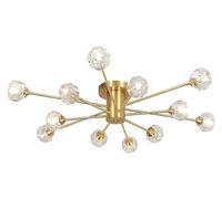 GHBSDNEPP Plafonnier Sputnik En Laiton Et Cristal, Culot G9, Globes En Cristal, Style Mid-Century, Idéal Pour Salle À Manger, Cuisine Ou Chambre - Cuivre, 12 Lumières