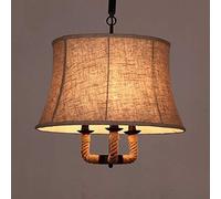 GHBSDNEPP Plafonnier Style Campagne En Corde de Chanvre, Abat-Jour En Tissu Et Structure En Fer, Simple Luminaire Rétro Noir Mat E14 * 3 Ampoules