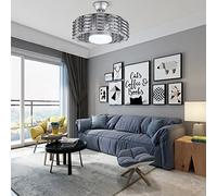 GHBSDNEPP Ventilateur de Plafond Discret Avec Éclairage, 56 Cm (22 Po), 3 Couleurs, 6 Vitesses, Intensité Variable, Sans Pales, Montage Semi-Encastré Avec Télécommande, Ventilateur Électrique Dissimul