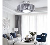 GHBSDNEPP Ventilateur de Plafond Discret Avec Éclairage, 56 Cm (22 Po), 3 Couleurs, 6 Vitesses, Intensité Variable, Sans Pales, Montage Semi-Encastré Avec Télécommande, Ventilateur Électrique Dissimul