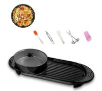 GHCCDAM 2200W Fondue Electrique Et BBQ Grill, Barbecue Coréen Intérieur Électrique, Barbecue Électrique 220V Hotpot Wok BBQ, 2-6 Personnes Machine Fondue Electrique Raclettes