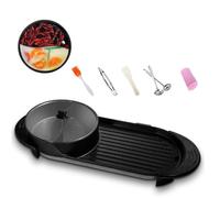 GHCCDAM 2200W Fondue Electrique Et BBQ Grill, Barbecue Coréen Intérieur Électrique, Barbecue Électrique 220V Hotpot Wok BBQ, 2-6 Personnes Machine Fondue Electrique Raclettes