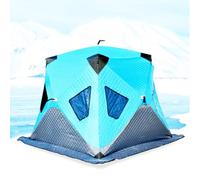 GHCCDAM Kit Complet Abri Glace À Montage Instantané - Tente Carrée Isolée pour 4 Personnes en Tissu 210D Résistant, Sac De Rangement Et Ancres