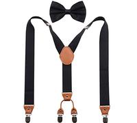 GHCHOL Bretelles pour homme avec clips métalliques solides réglables en cuir style Y Pantalon lourd pour mariage et fête - - Taille L