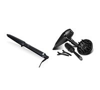 GHD curve creative curl wand, fer à friser professionnel sans pince, conique, 110-240V, 60-50Hz, 90-115W(385w) & Coffret Air Premium - Seche Cheveux (Noir)
