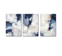 gheasruh Tableaux abstraits modernes sur toile bleu marine pour salon, chambre, dortoir - Décoration murale durable pour chambre (50 x 70 cm x 3 / Sans cadre)