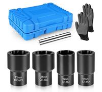 Ghekkli 5 Pcs Coffret de Douilles Extracteurs, Extracteur D'écrous Douille pour Extracteur de Boulon Endommagés, Spécification 17mm, 19mm, 21mm et 22mm