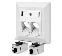 Ghekkli Keystone Lot de 1 Prises Réseau & 2 Modules CAT7 Keystone RJ45, 10 Gbit/s Prise Ethernet LAN Encastrée, Câble Patch Femelle vers Femelle, STP Blindée Panneau de Brassage