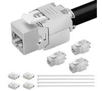 Ghekkli Lot de 4 Modules Keystone RJ45 CAT 7 STP Femelle Blindé 10 Gbit/s 1000 MHz Sans Outil LSA - Connecteur Ethernet Réseau AWG 22-24 - Prise Encastrable Gigabit pour Panneau de Brassage, Mur