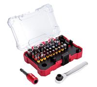 Ghekkli Mini Clé Cliquet 1/4", Kit d'Outils 38 Pcs Avec 29 Embouts de Tournevis en Acier S2, 6 Pcs Coffret Douilles, Porte-Embout Magnétique et Adaptateur, pour Réparation Auto, Vélo et Bricolage