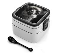 GHENBLT A Little Camel Boîte à bento empilable à 2 couches réutilisables et étanches pour adultes avec cuillère - Passe au micro-ondes et au lave-vaisselle - 935,5 g