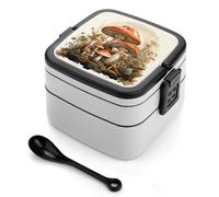 GHENBLT Boîte à bento géante en forme de champignon empilable à 2 couches pour adultes, conteneurs à déjeuner réutilisables et étanches pour adultes, boîte à déjeuner de voyage de 935,5 g avec