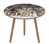 GHENBLT Lot de loups - Nappe de table ronde imperméable avec bords élastiques, lavable et infroissable en tissu pour salle à manger, pique-nique, fête sur le patio, 130 cm