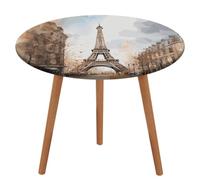 GHENBLT Nappe ronde à motif de Paris aquarelle - Imperméable - Avec bords élastiques - Lavable - Infroissable - Pour salle à manger, pique-nique, fête sur terrasse - 120 cm