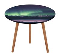GHENBLT Northern Aurora - Nappe de table ronde en tissu imperméable avec bords élastiques, lavable et infroissable pour salle à manger, pique-nique, fête sur terrasse, 110 cm
