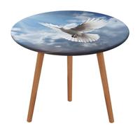 GHENBLT Peace Dove - Nappe ronde imperméable avec bords élastiques, lavable et infroissable en tissu pour salle à manger, pique-nique, fête sur terrasse, 130 cm