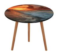 GHENBLT The Beach Sunset - Nappe ronde imperméable avec bords élastiques, lavable et infroissable en tissu pour salle à manger, pique-nique, fête sur le patio, 130 cm