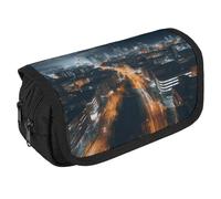 GHENBLT Trousse à crayons de grande capacité avec 3 compartiments - Grande trousse à crayons avec fermeture éclair en tissu pour adultes - Noir