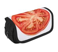 GHENBLT Trousse à crayons en forme de tranche de tomate de grande capacité avec 3 compartiments pour fournitures de bureau, grande trousse à crayons avec fermeture éclair en tissu pour adultes (noir)
