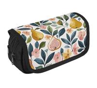 GHENBLT Trousse à crayons Figs and Pears de grande capacité avec 3 compartiments pour papeterie de bureau, grande trousse à crayons avec fermeture éclair en tissu pour adultes, trousse de maquillage