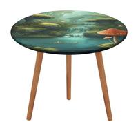 GHENBLT View of Fantasy River - Nappe de table ronde imperméable avec bords élastiques, lavable et infroissable en tissu pour salle à manger, pique-nique, fête sur terrasse, 130 cm