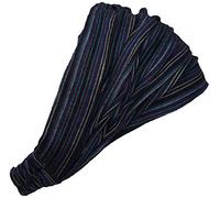 Gheri Bandana Bandeau Elastique Coton Hippie Bohème Rayé Bleu