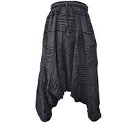 Gheri Hommes Poids Léger Coton Drop Crotch Ninja Aladin Génie Noir Travail de Patch Harem Un Pantalon Trousers B LXL