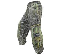 Gheri Pantalon ample en coton délavé pour homme avec imprimé champignon brodé Ali Baba, Vert, L/XL