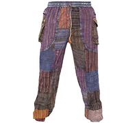 Gheri Pantalon hippie gitane patchwork paix taille élastique pour homme, Multicolore, 34-37