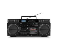 MEDION P66538 Enregistreur à cassettes (Ghettoblaster rétro avec lecteur CD, années 80, grand, USB, SD, CD, cassettes MC, radio DAB+ antenne télescopique, Bluetooth, platine cassette, fonction enregis