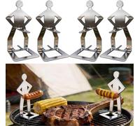 ghfdaz Brochette de Barbecue Amusante, Porte-Saucisse Original en Acier Inoxydable, Accessoire de Barbecue de Camping pour Homme,Humanoid Style (4 pcs)