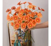 GHFNJYH Bouquet de Fleurs artificielles Blanches, 3/5/10 pièces, pour décoration de Maison, Jardin, Salon, Mariage, fête, Fausses Fleurs en Soie, Orange, 10 pièces