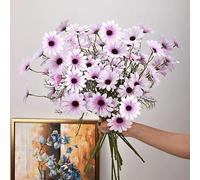 GHFNJYH Bouquet de Fleurs artificielles Blanches, 3/5/10 pièces, pour décoration de Maison, Jardin, Salon, Mariage, fête, Fausses Fleurs en Soie, Violet Clair, 10 pièces