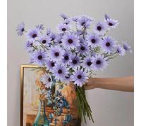 GHFNJYH Lot de 3, 5 ou 10 Bouquets de Fleurs artificielles Blanches, pour décoration de Maison, Jardin, Salon, Mariage, fête, Fausses Fleurs en Soie, Bleu et Violet
