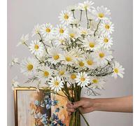 GHFNJYH Lot de 3, 5 ou 10 Bouquets de Fleurs artificielles Blanches, pour décoration de Maison, Jardin, Salon, Mariage, fête, Fausses Fleurs en Soie, Blanc, 10 pièces