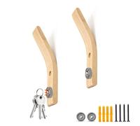 GHFTCCF Patere Murale Bois, 2 Pièces Crochet Mural Bois 165 mm, Patere Bois avec Aimant, Porte Manteau Bois Mural, Porte Manteau Mural Bois, Surface Polie à la Main, pour Chambres et Salons 0XBIT