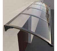 GHFXSCV Auvent de Porte en Polycarbonate Noir 80 x 180 cm, Protection UV et Pluie, en Aluminium, pour entrée Principale. Auvent extérieur en tôle alvéolée imperméable pour Maison.