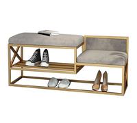 GHFXSCV Banc à Chaussures Moderne en métal avec Deux Places assises, Solution de Rangement Polyvalente pour l'entrée, idéale pour Les Adultes, la Famille et Les Animaux de Compagnie, finit