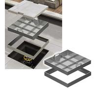 GHFXSCV Couvercle et Cadre de Regard Invisible en Acier Inoxydable, Couvercle de Fosse septique carré avec poignées cachées, Couvercle de Drain d'eaux usées pour allées, patios, Jardins (11,8 x 11,8